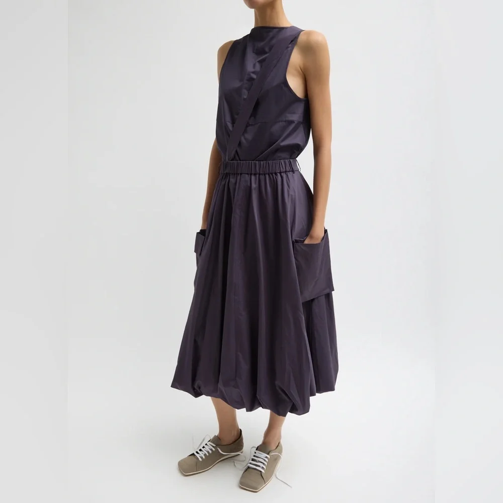 Tibi Deep Purple Full A-Line Skirt